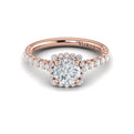 14K Rose Gold Round Diamond Floating Halo Ring