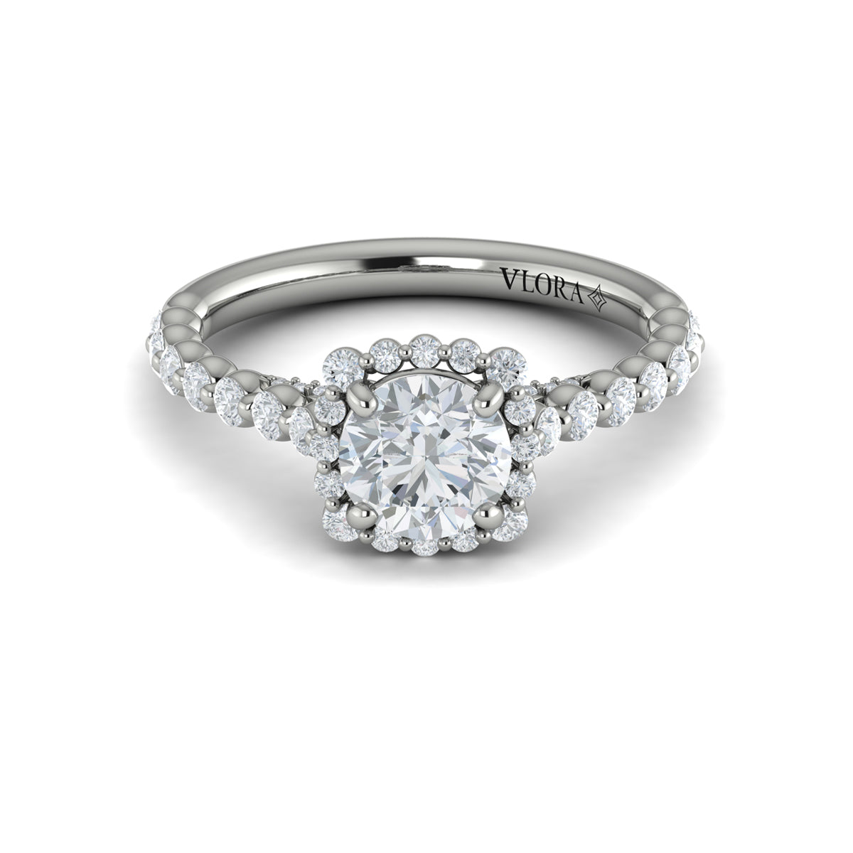 14kt White Gold Round Diamond Floating Halo Ring