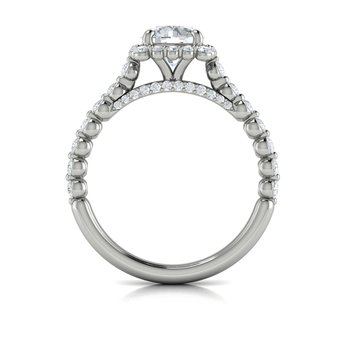 14kt White Gold Round Diamond Floating Halo Ring
