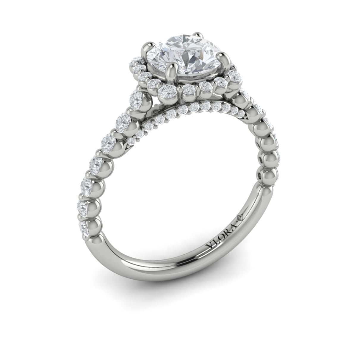 14kt White Gold Round Diamond Floating Halo Ring