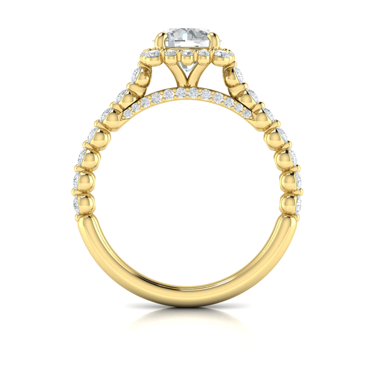 14kt Yellow Gold Round Diamond Floating Halo Ring