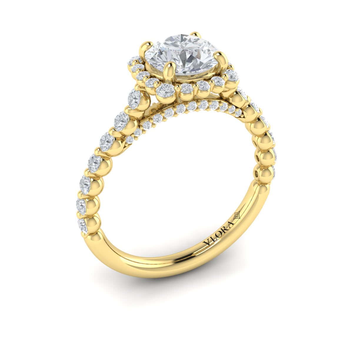 14kt Yellow Gold Round Diamond Floating Halo Ring