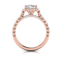 14K Rose Gold Round Diamond Floating Halo Ring
