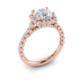 14K Rose Gold Round Diamond Floating Halo Ring
