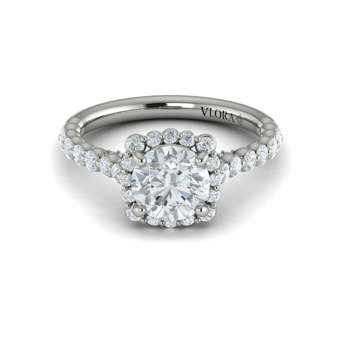 18kt White Gold Round Diamond Floating Halo Ring