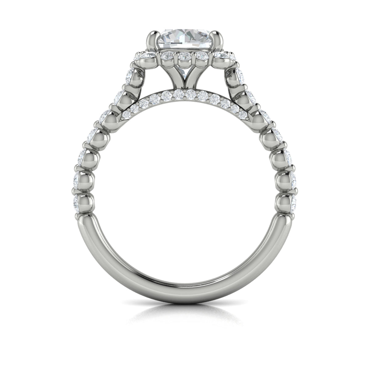 18kt White Gold Round Diamond Floating Halo Ring