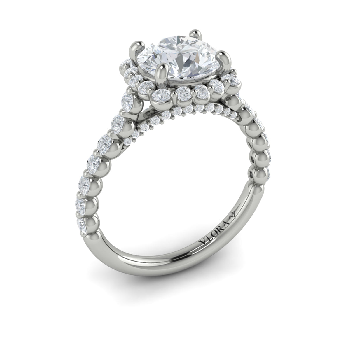 18kt White Gold Round Diamond Floating Halo Ring