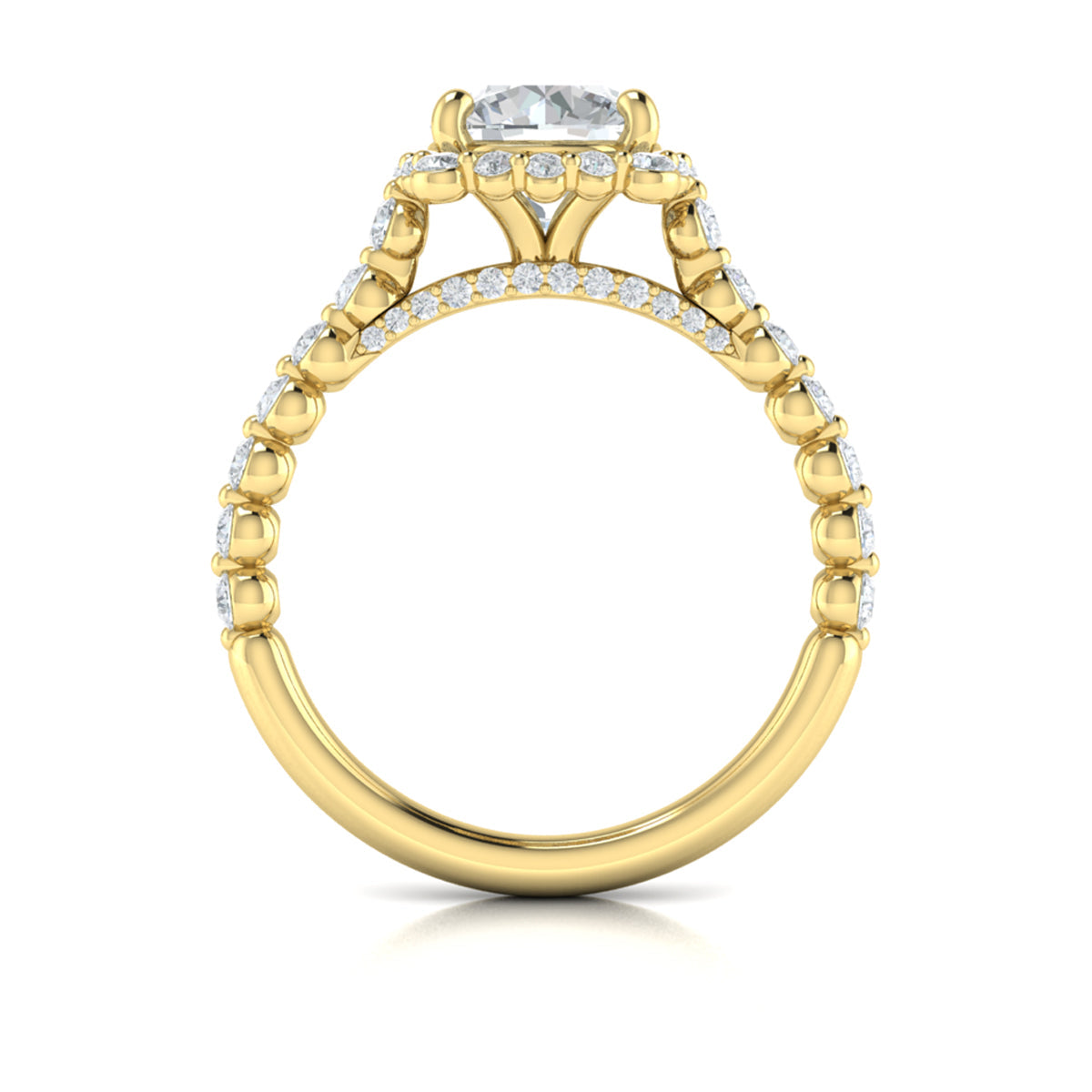 14kt Yellow Gold Round Diamond Floating Halo Ring