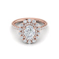 14kt Rose Gold Oval Diamond Floral Halo Engagement Ring