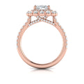 14kt Rose Gold Oval Diamond Floral Halo Engagement Ring