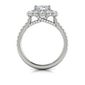 14K White Gold Oval Diamond Floral Halo Ring