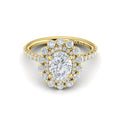 14kt Yellow Gold Oval Diamond Floral Halo Engagement Ring
