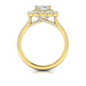 14kt Yellow Gold Oval Diamond Floral Halo Engagement Ring