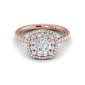 14K Rose Gold Double Halo Round Diamond Engagement Ring