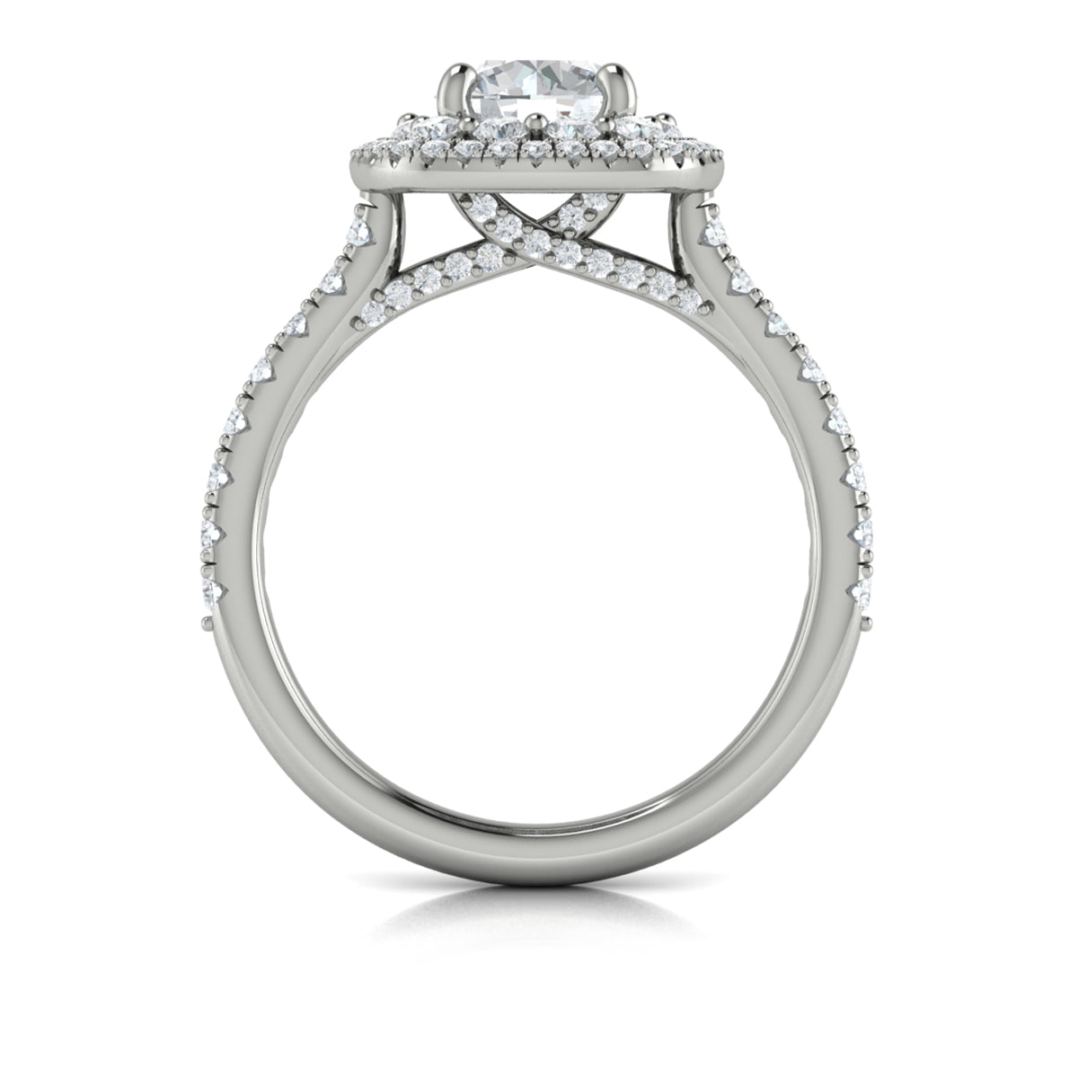 18kt White Gold Round Diamond Double Halo Engagement Ring