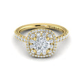 14kt Yellow Gold Round Diamond Double Halo Engagement Ring