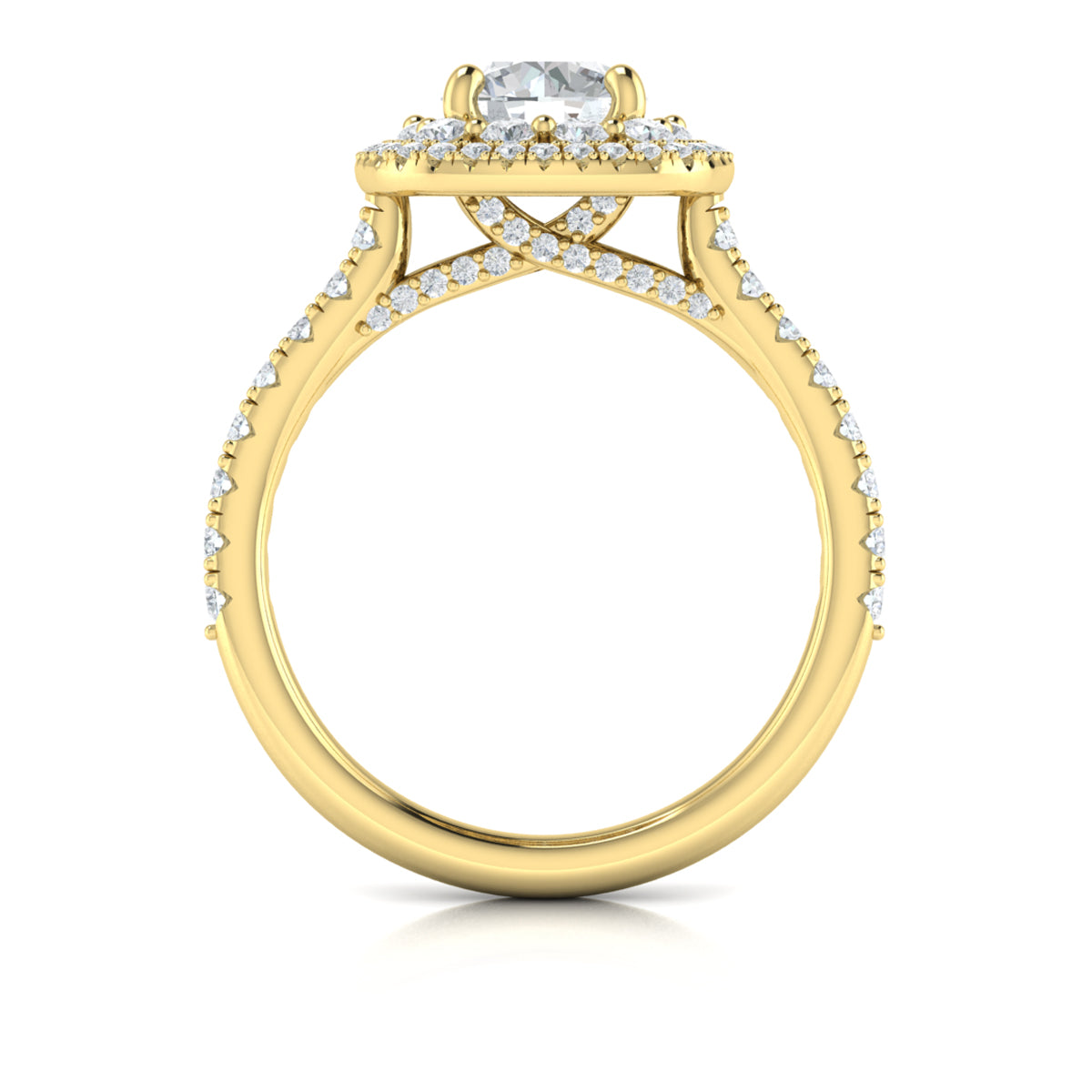 14kt Yellow Gold Round Diamond Double Halo Engagement Ring