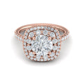 14K Rose Gold Double Halo Round Diamond Engagement Ring