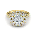 14kt Yellow Gold Round Diamond Double Halo Engagement Ring