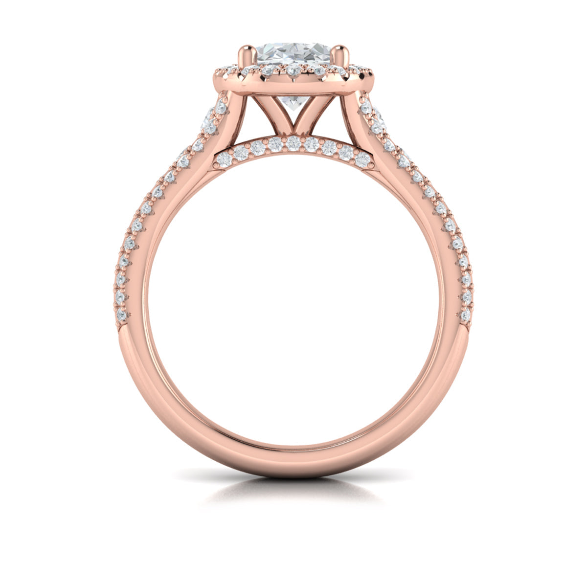 14K Rose Gold Oval Diamond Halo Engagement Ring