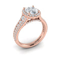 14K Rose Gold Oval Diamond Halo Engagement Ring