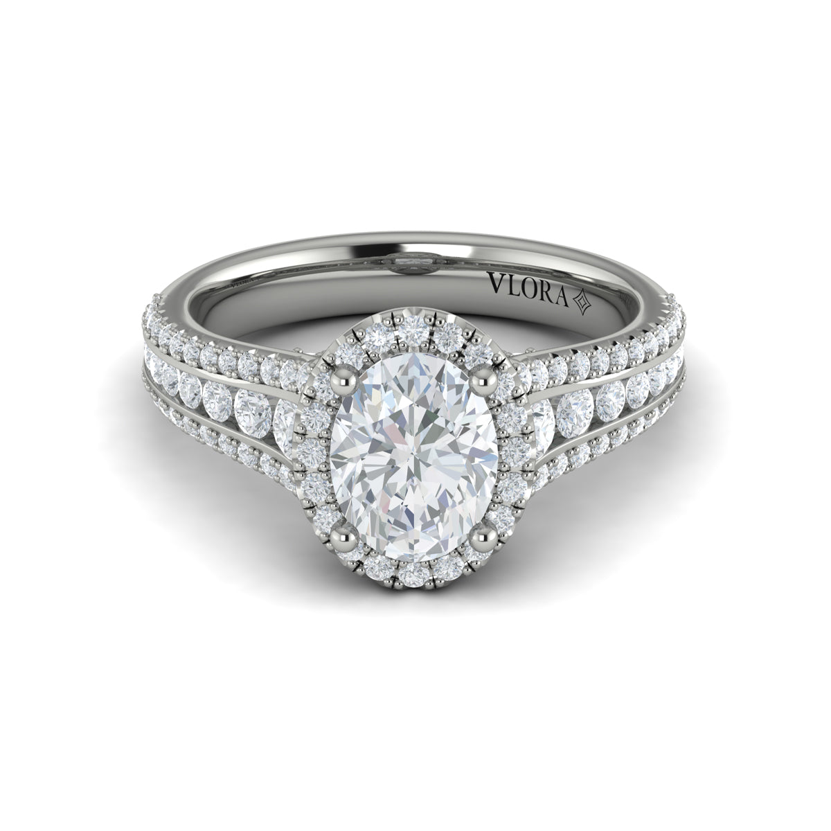 14kt White Gold Oval Diamond Halo Engagement Ring