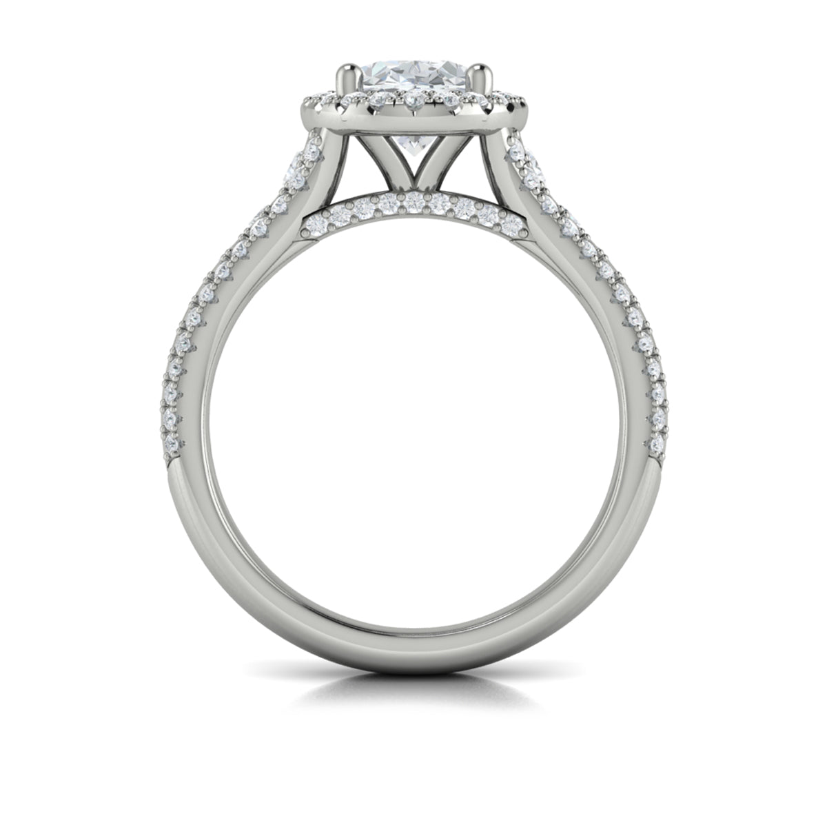 14kt White Gold Oval Diamond Halo Engagement Ring