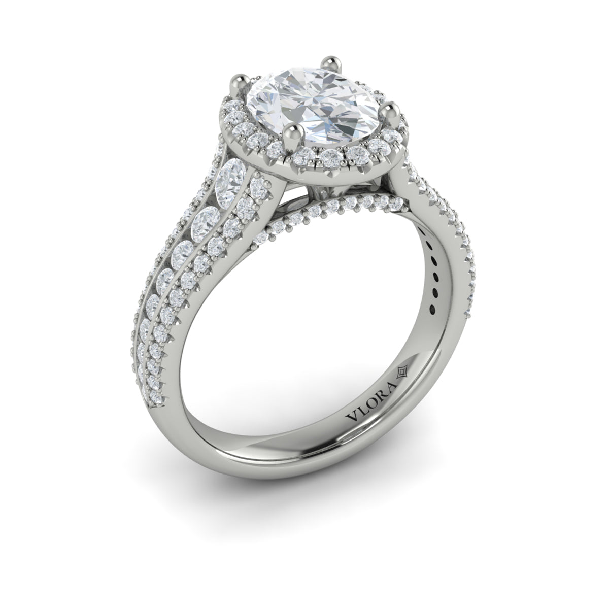 14kt White Gold Oval Diamond Halo Engagement Ring
