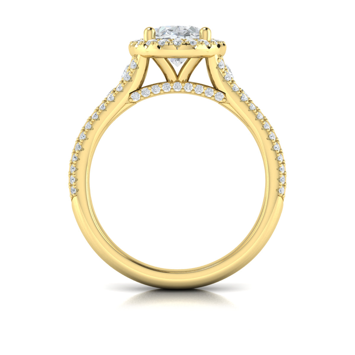 18kt Yellow Gold Oval Diamond Halo Engagement Ring