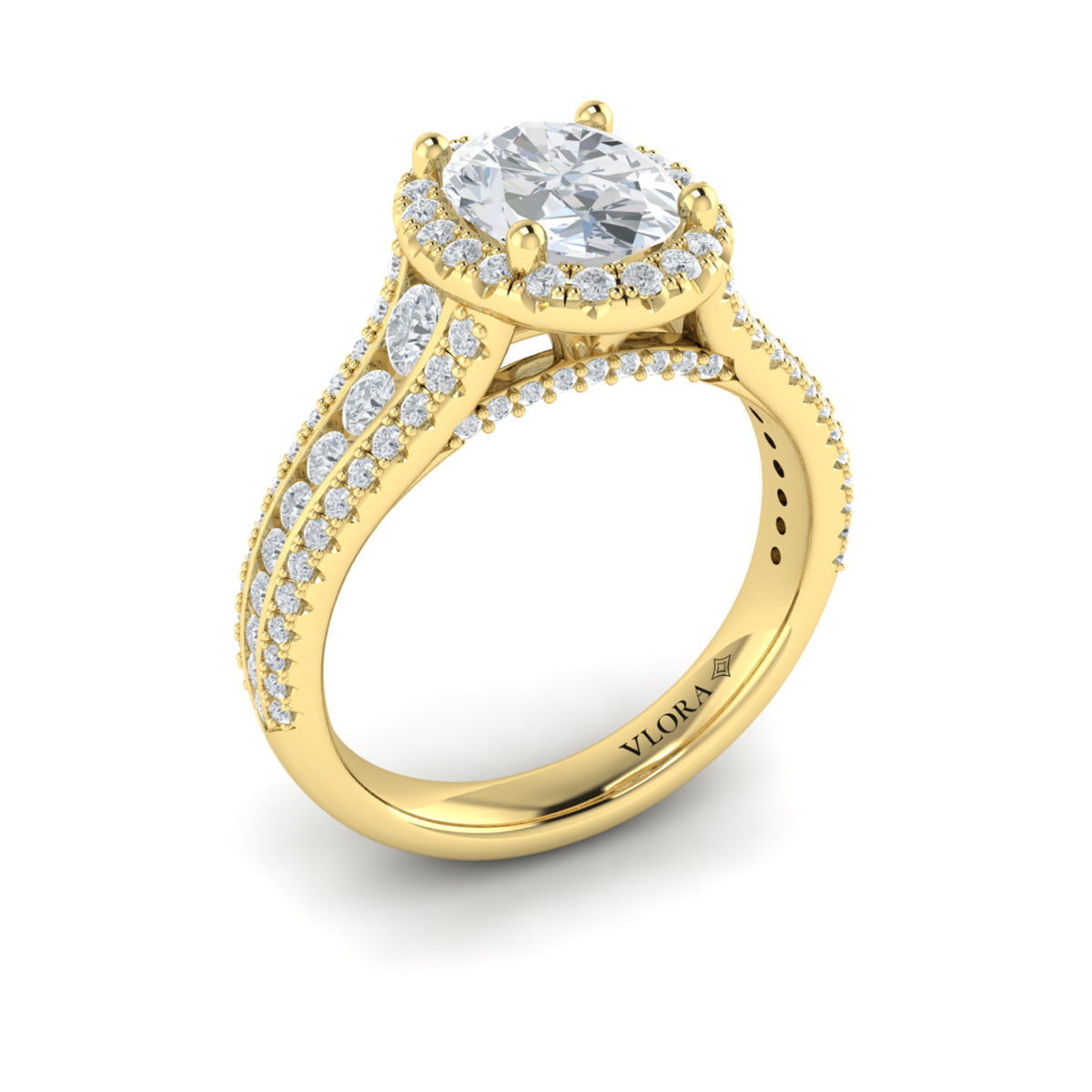 18kt Yellow Gold Oval Diamond Halo Engagement Ring
