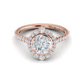 14K Rose Gold Round Diamond Cathedral Halo Ring