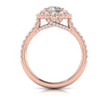 14K Rose Gold Round Diamond Cathedral Halo Ring