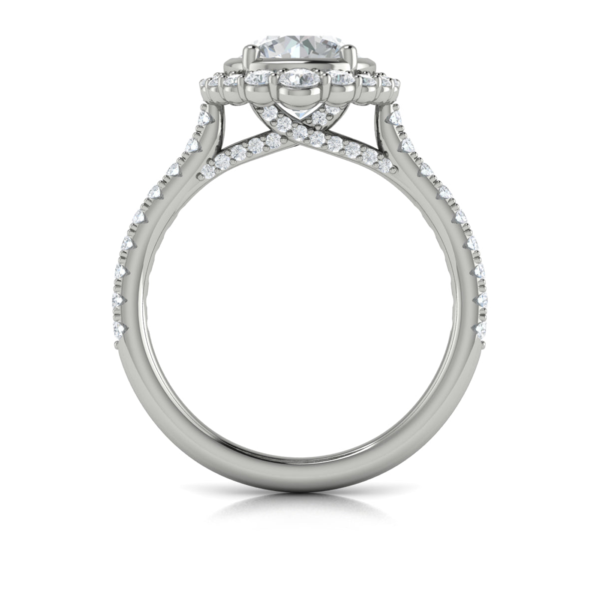 14kt White Gold Round Diamond Halo Engagement Ring