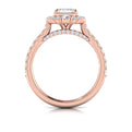 14K Rose Gold Emerald Cut Cathedral Halo Engagement Ring