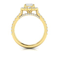 14kt Yellow Gold Emerald Cut Cathedral Halo Ring