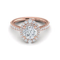 14K Rose Gold Round Diamond Double Halo Engagement Ring