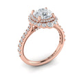 14K Rose Gold Round Diamond Double Halo Engagement Ring