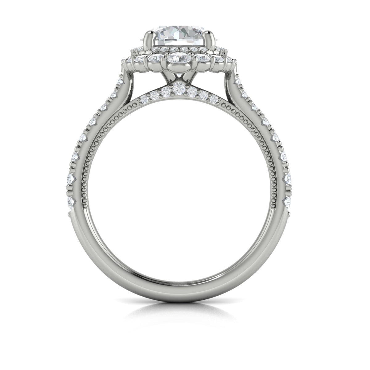 14kt White Gold Round Diamond Double Halo Engagement Ring
