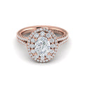 18kt Rose Gold Oval Diamond Double Halo Engagement Ring