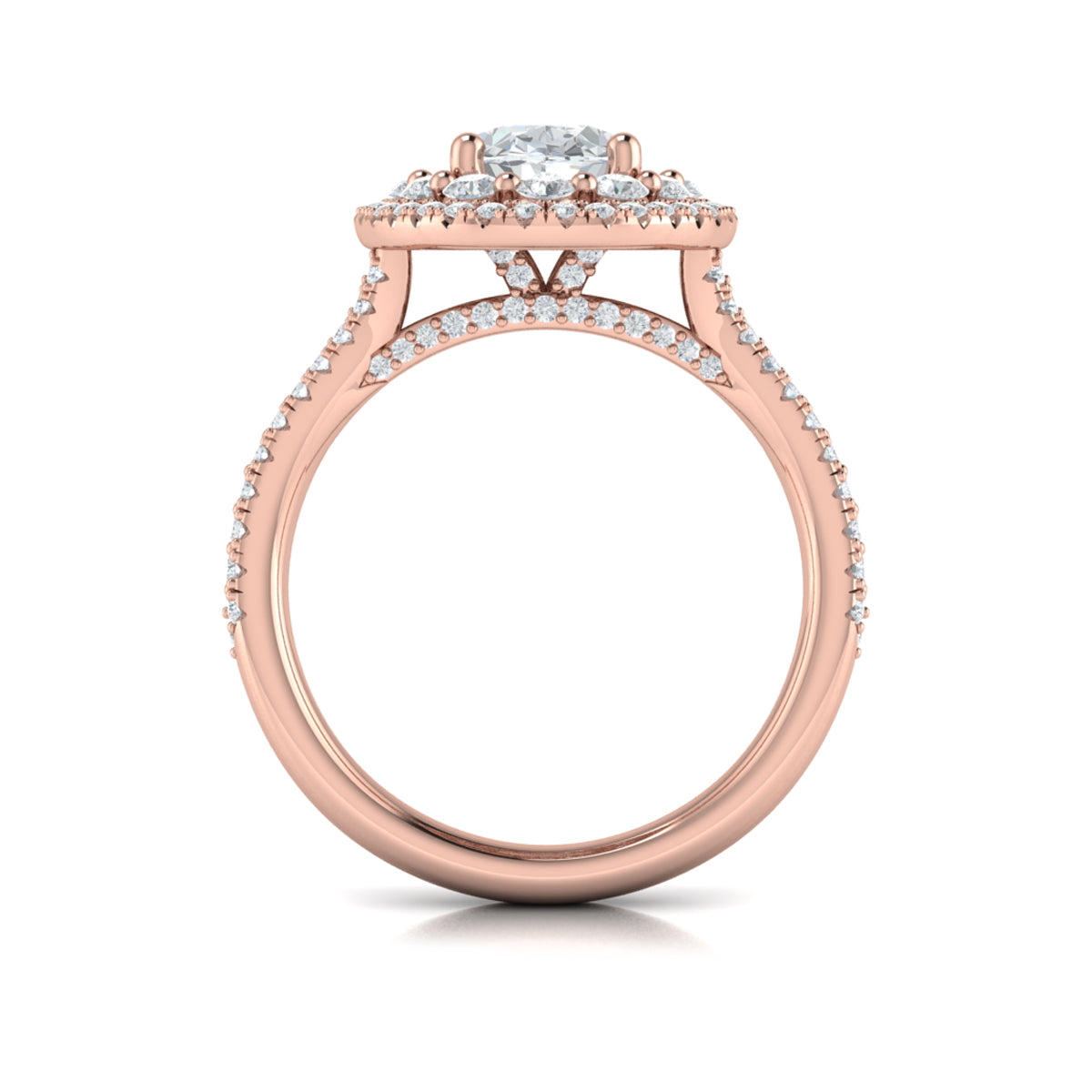 18kt Rose Gold Oval Diamond Double Halo Engagement Ring