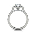 14K White Gold Oval Double Halo Split Shank Ring