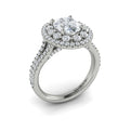 14K White Gold Oval Double Halo Split Shank Ring