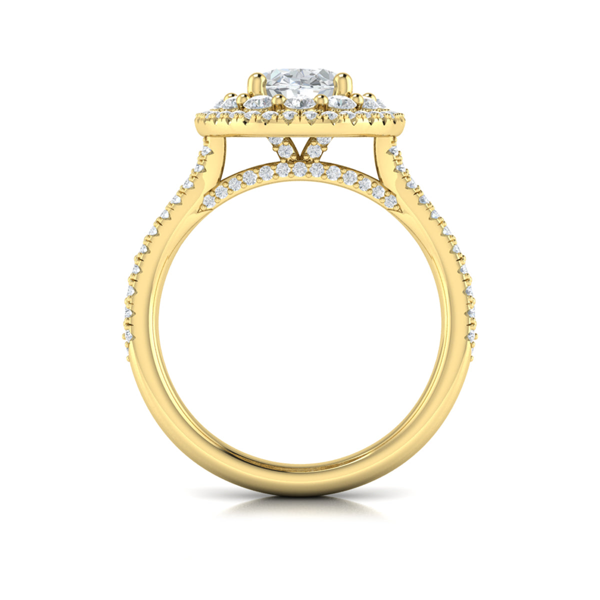 14kt Yellow Gold Oval Diamond Double Halo Engagement Ring