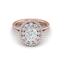 14kt Rose Gold Oval Diamond Double Halo Engagement Ring