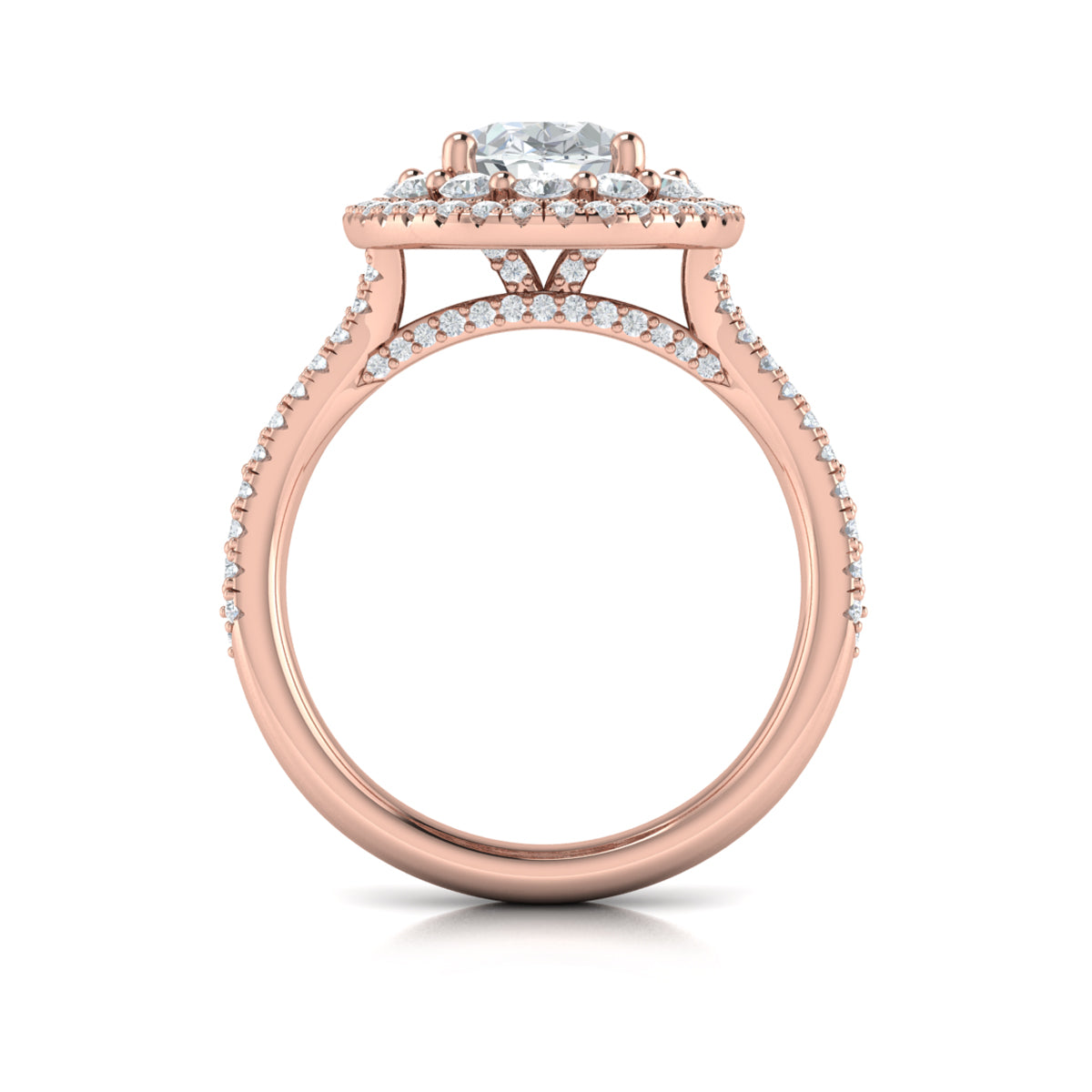 14kt Rose Gold Oval Diamond Double Halo Engagement Ring