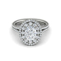 14K White Gold Oval Diamond Double Halo Engagement Ring