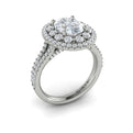 14K White Gold Oval Diamond Double Halo Engagement Ring
