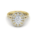14kt Yellow Gold Oval Diamond Double Halo Engagement Ring