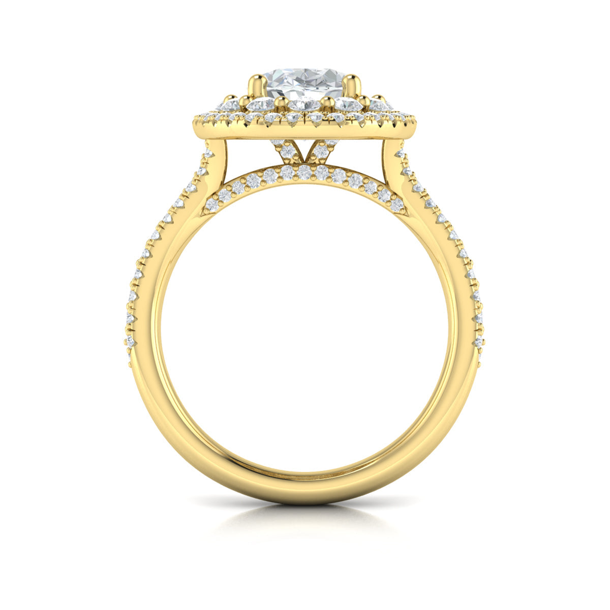 14kt Yellow Gold Oval Diamond Double Halo Engagement Ring