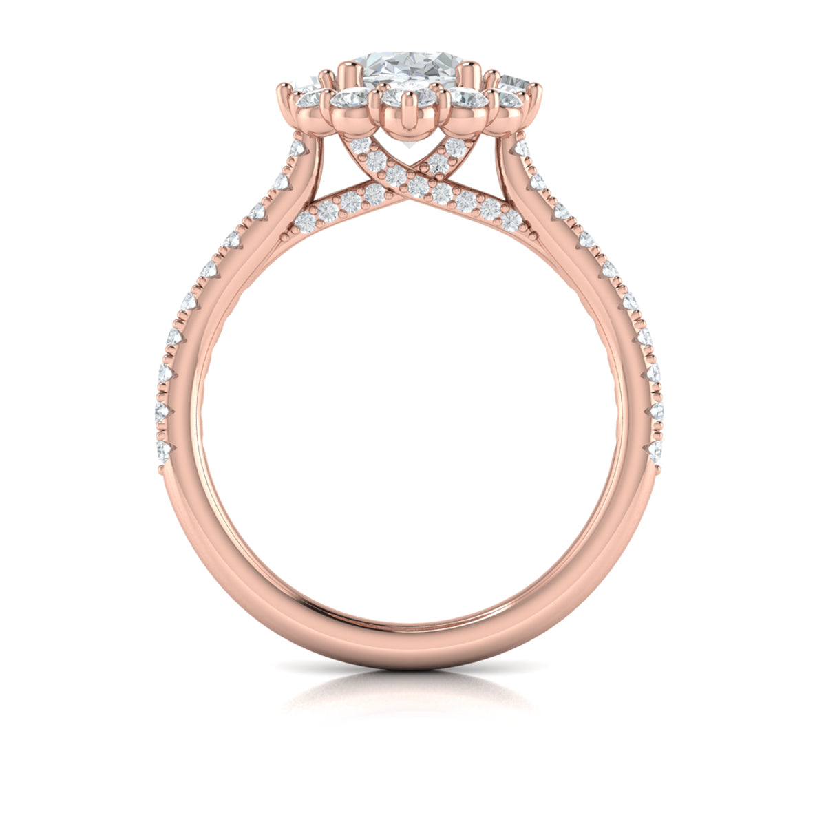 14kt Rose Gold Oval Diamond Halo Engagement Ring